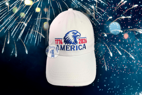 1776–2026 America Hat Embroidery Design