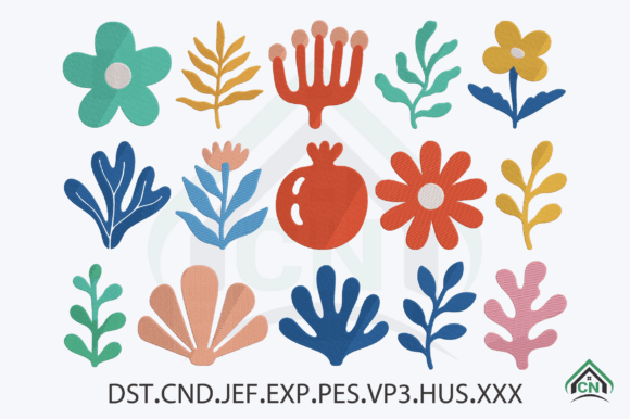 Abstract Floral Embroidery Bundle