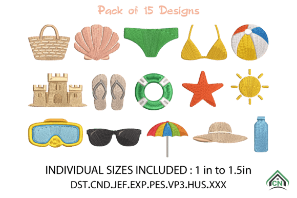 Beach Pool Summer Mini Embroidery File
