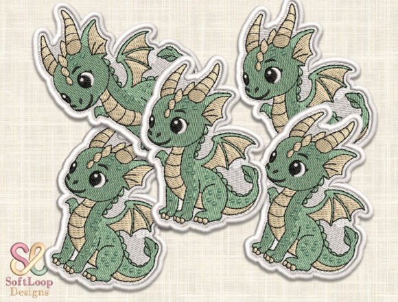 Cartoon Dragon Patch Embroidery Design