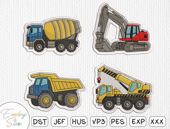 Construction Vehicles Embroidery Patch