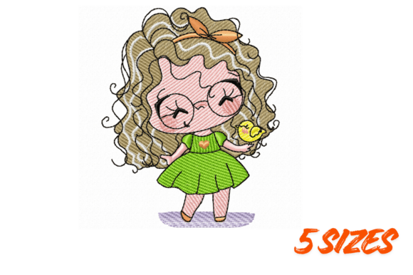 Curly Girl Embroidery Design Set