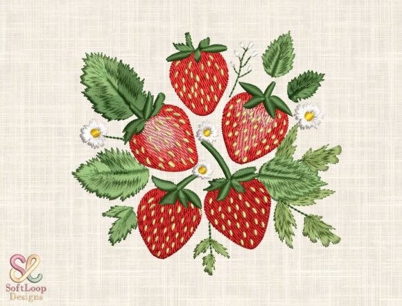 Custom Strawberry Bouquet Embroidery