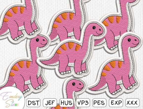 Cute Pink Dinosaur Patch Embroidery