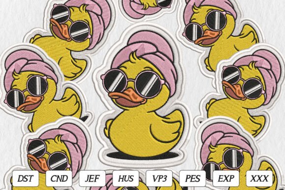 Cute Spa Duck Embroidery Design