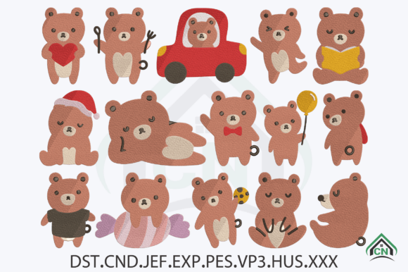 Cute Teddy Bear Embroidery Bundle