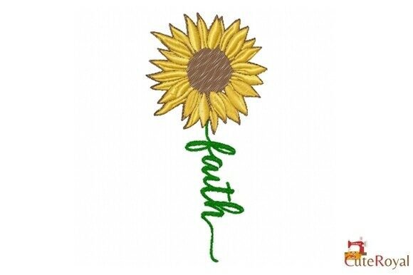 Faith Sunflower Embroidery