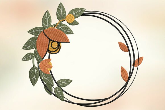 Floral Autumn Wreath Embroidery