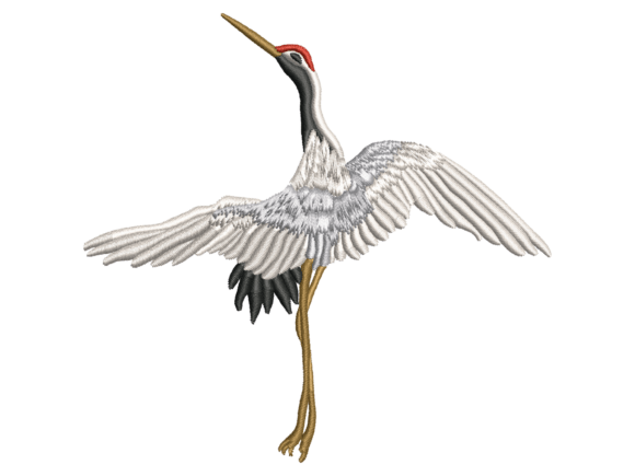 Flying Crane Embroidery Design