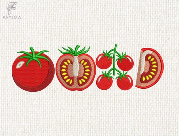 Fresh Tomato Harvest Embroidery Design