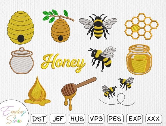 Honey Bee Embroidery Patch Set