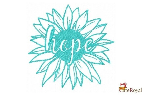 Hope Sunflower Outline Embroidery
