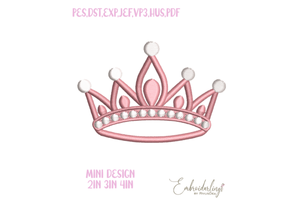 Mini Princess Crown Embroidery Design