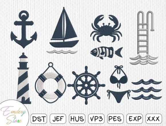 Nautical Embroidery Patch Set