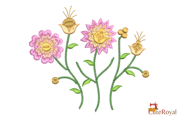 Pastel Modern Flowers Embroidery