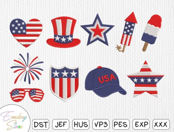 Patriotic Symbols Embroidery Design Set