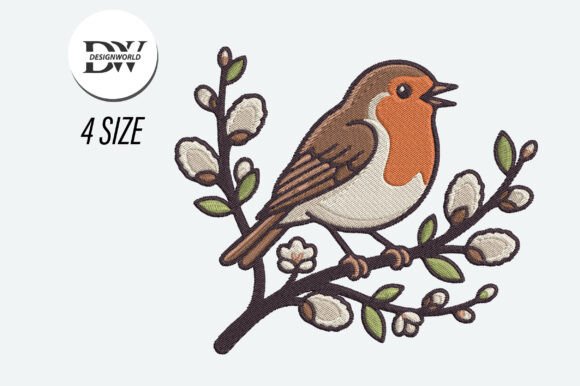 Robin Bird Embroidery Design