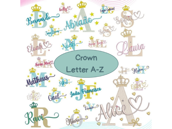 Rown Letter Embroidery Design Set a-Z