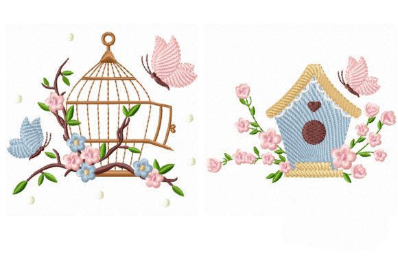 Spring Birdhouse Embroidery Set Kit