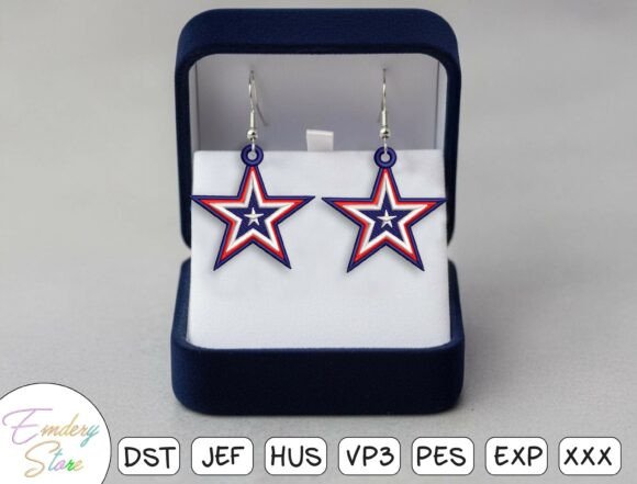 Star Dangle Earrings Embroidery Design