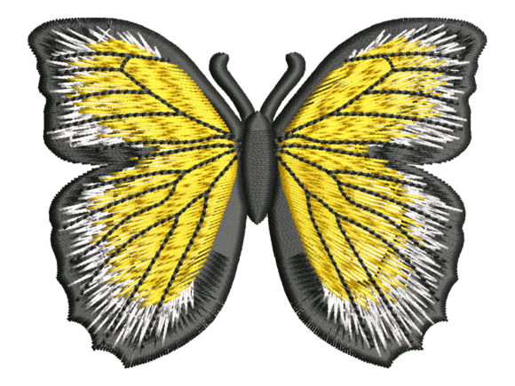 Yellow Black Butterfly Embroidery